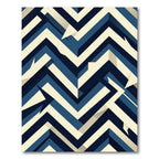 Geometric Navy and Ivory Chevron Rug