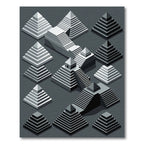 Gray Isometric Step Pyramid Composition Rug
