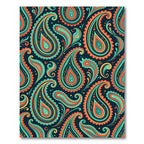 Vibrant Teal and Tangerine Paisley Swirls Rug