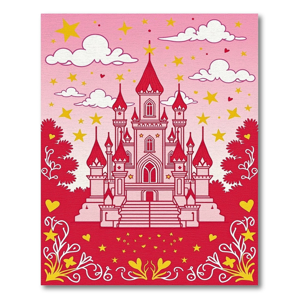 Whimsical Pink Castle Starry Sky Rug