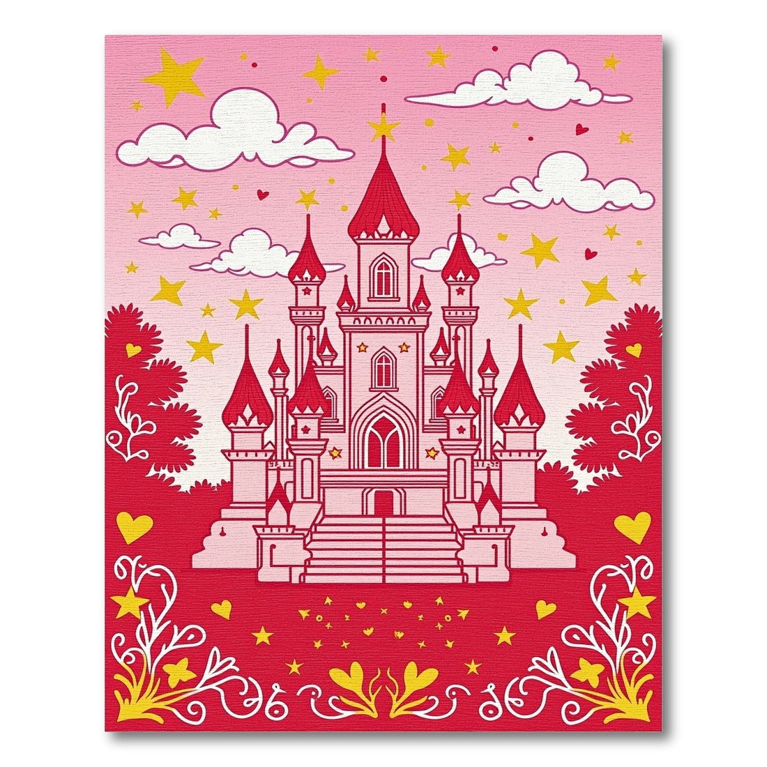 Whimsical Pink Castle Starry Sky Rug
