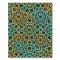 Teal Gold Star Geometric Overlay Rug