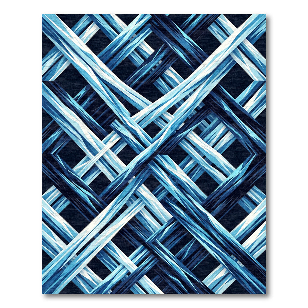 Abstract Blue Geometric Intersecting Lines Rug