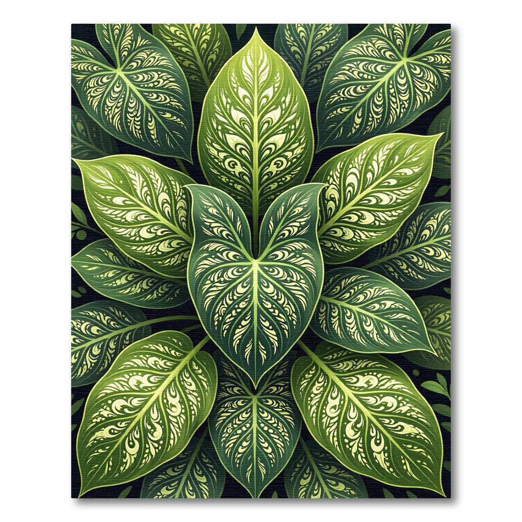 Lush Verdant Tropical Botanical Foliage Rug