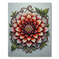 Vibrant Crimson Dahlia Floral Medallion Rug