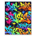 Neon Graffiti Abstract Vibrant Street Art Rug