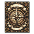 Vintage Antique Gold Compass Scroll Rug