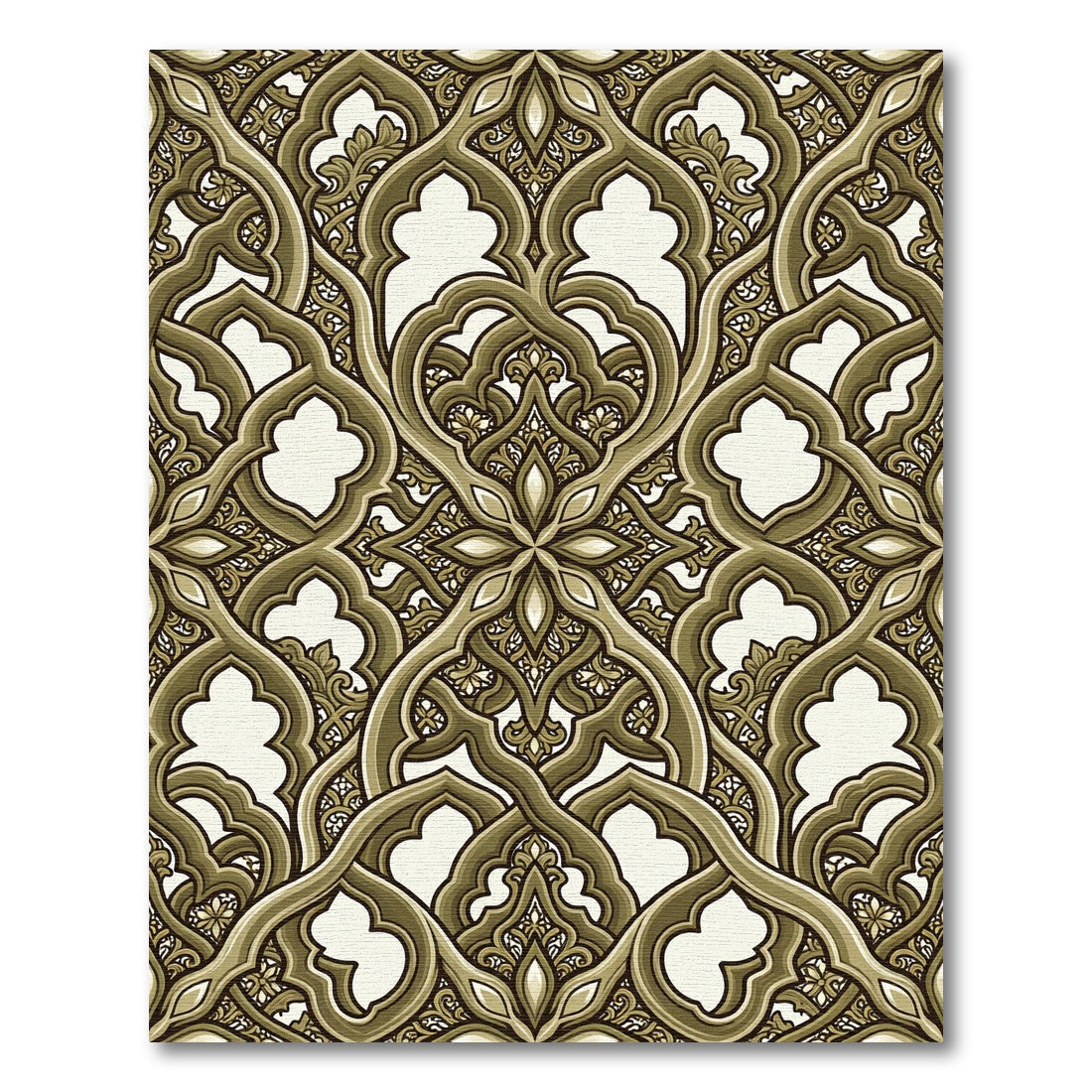 Ornate Gold Lattice Arabesque Rug