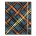 Contemporary Navy and Orange Plaid Grid Rug