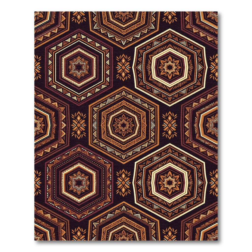 Geometric Bronze Hexagon Ochre Mosaic Rug