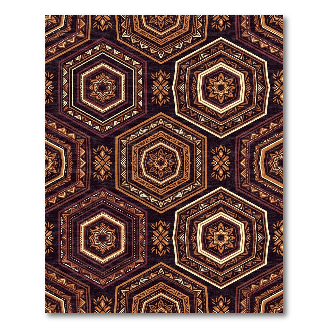Geometric Bronze Hexagon Ochre Mosaic Rug