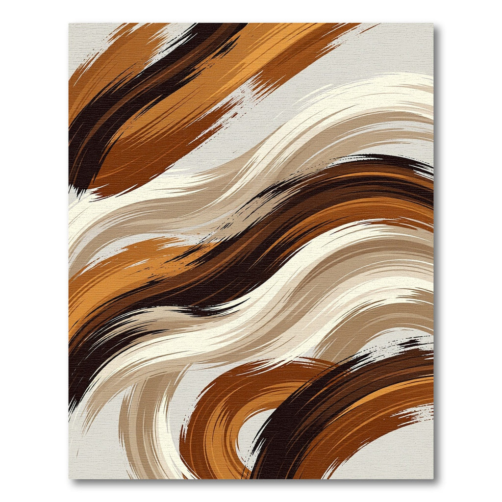 Modern Abstract Brown Swirling Waves Rug