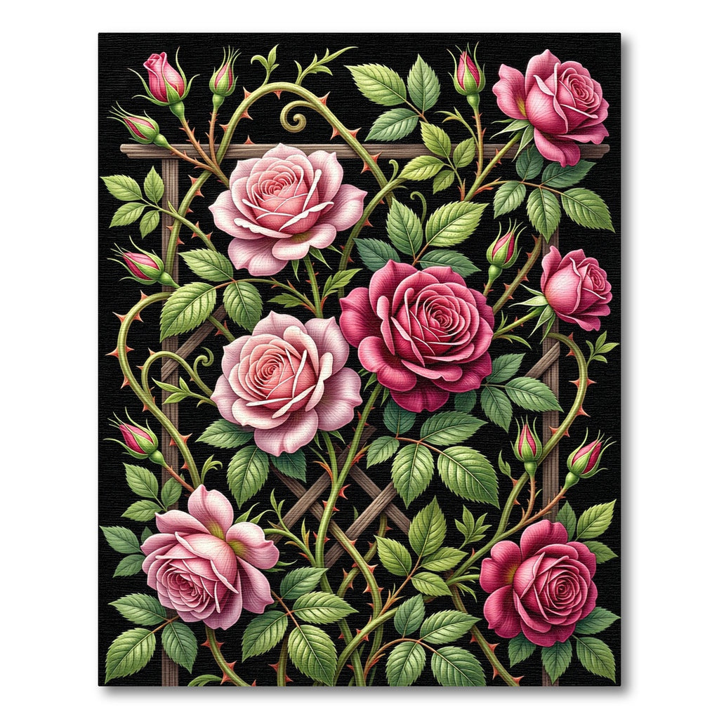 Romantic Climbing Pink Rose Trellis Rug