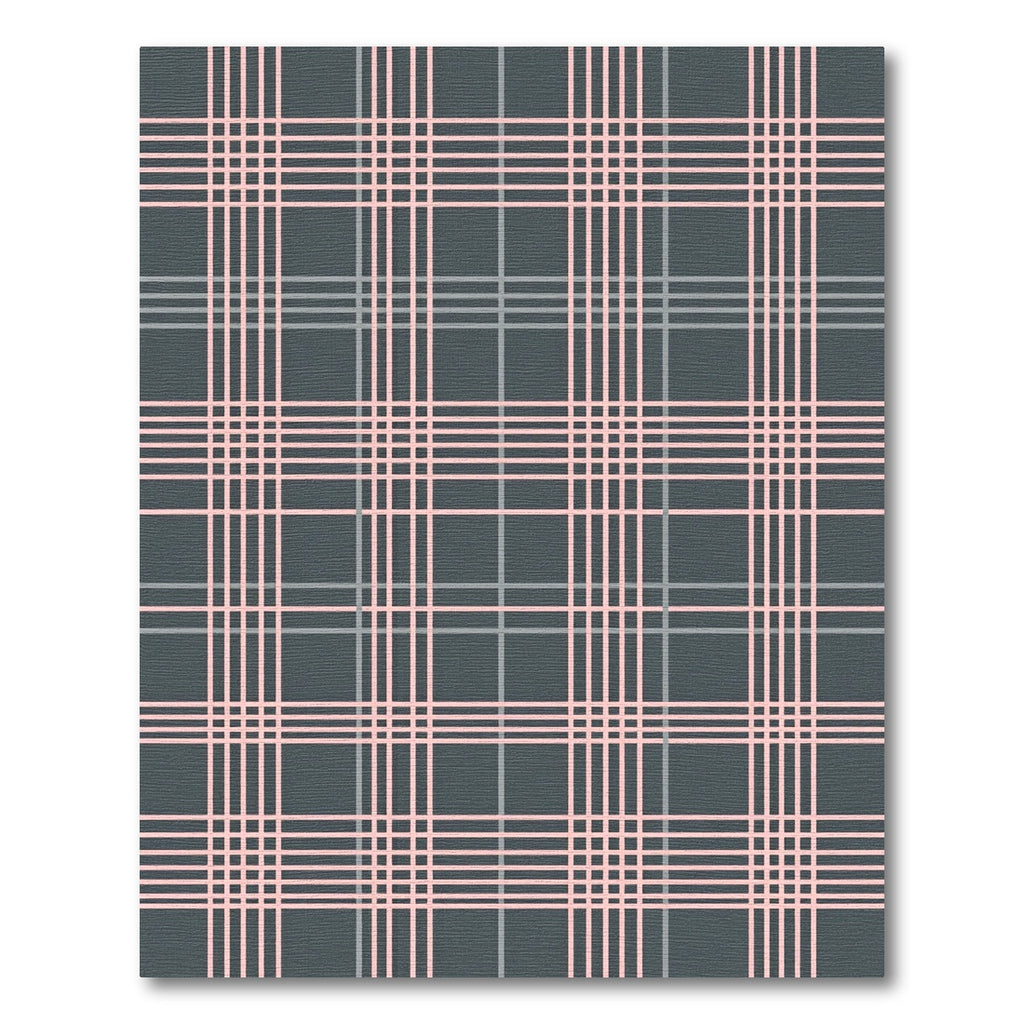 Modern Charcoal And Pastel Pink Plaid Rug