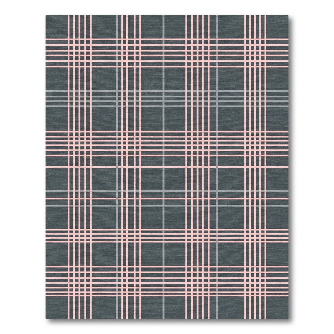 Modern Charcoal And Pastel Pink Plaid Rug