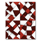 Modern Crimson White Geometric Angular Block Rug