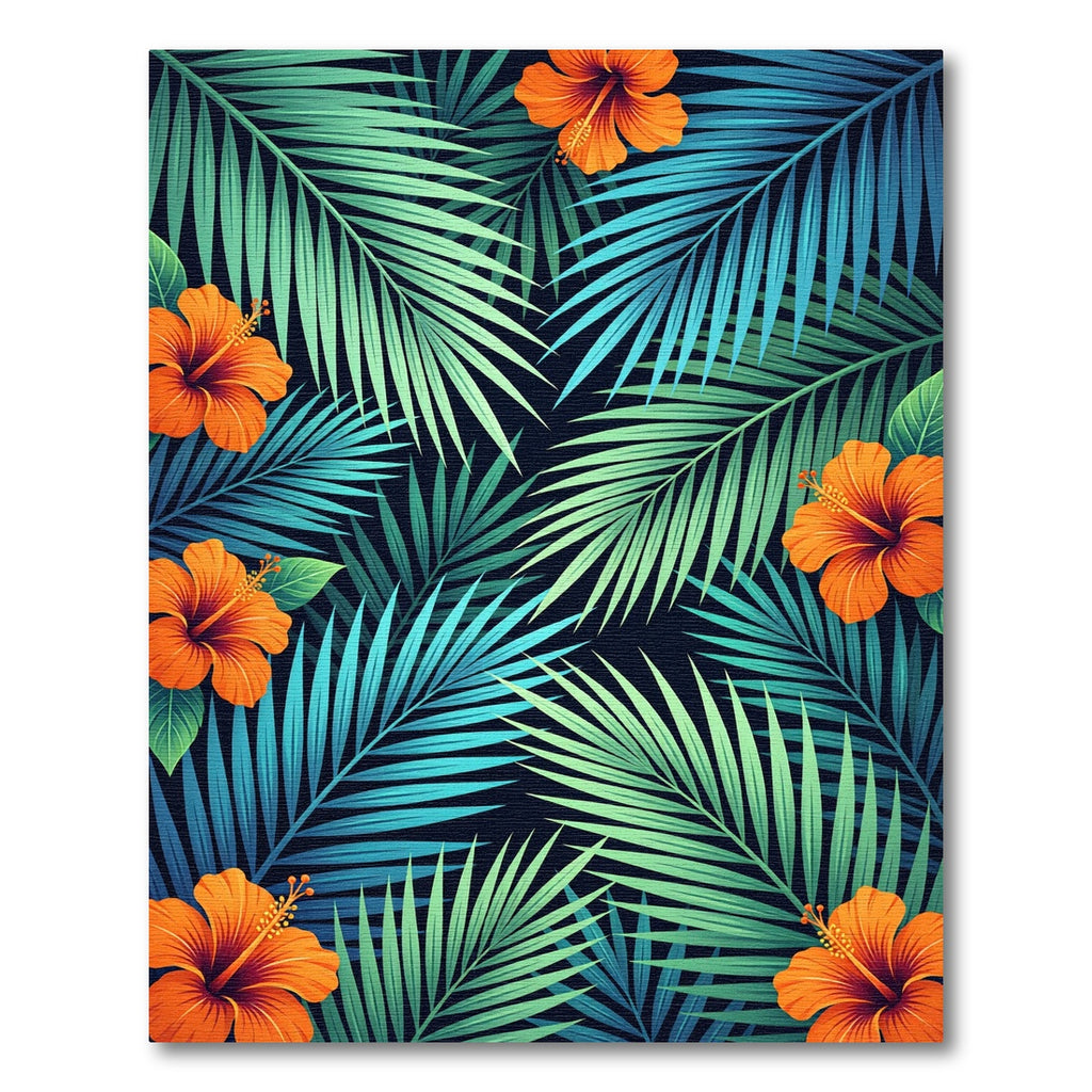 Vibrant Tropical Hibiscus Leaf Jungle Rug