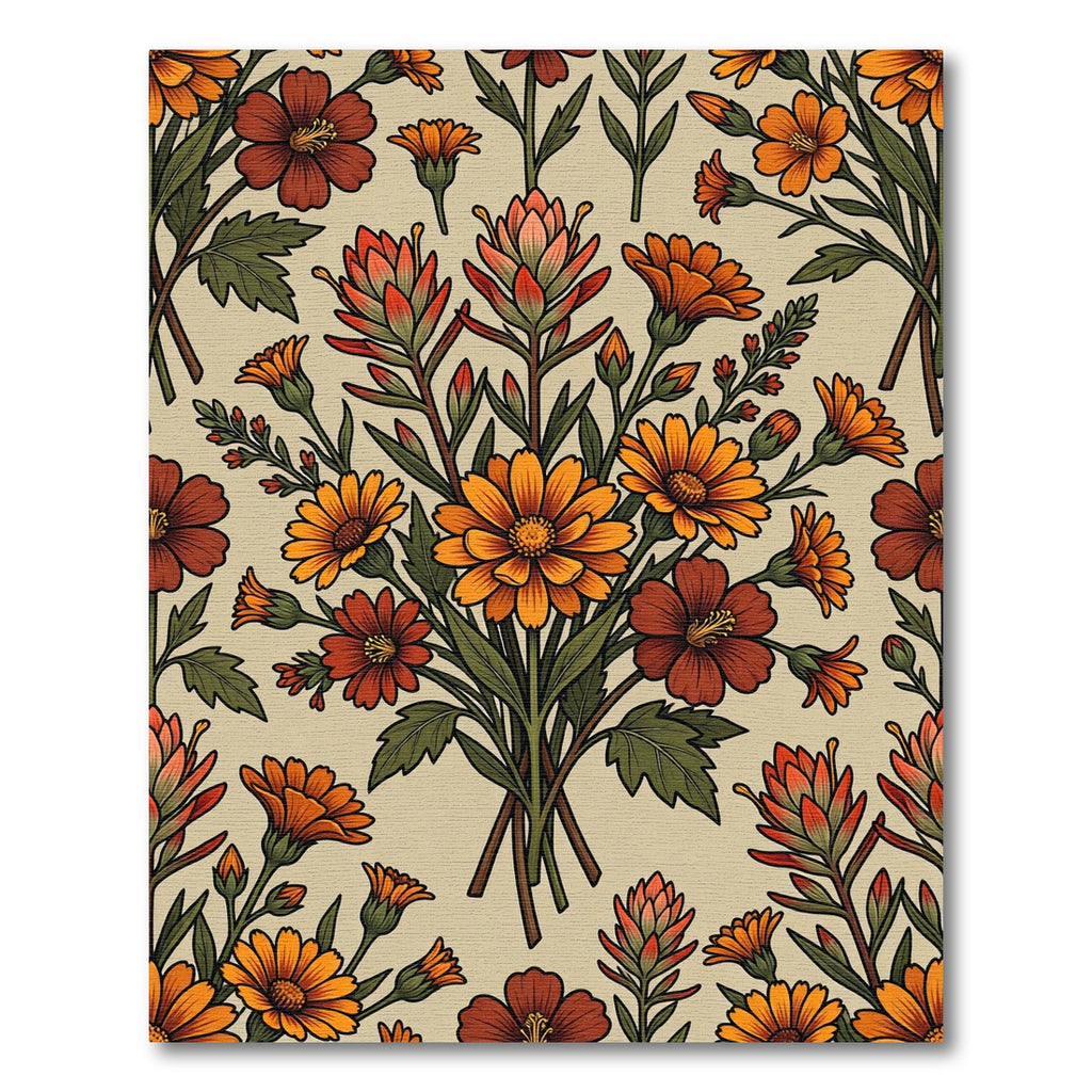 Vibrant Orange Autumnal Wildflower Meadow Rug