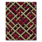 Modern Red and Gold Geometric Lattice Rug