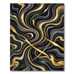 Luxurious Gold and Black Marble Swirl Rug