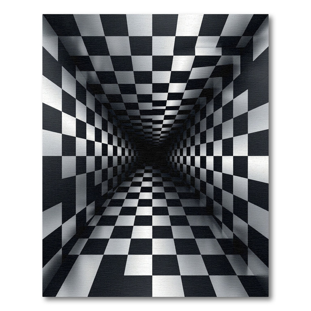 Monochromatic Optical Illusion Checkerboard Grid Rug