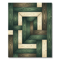 Geometric Forest Green Wood Plank Tile Rug