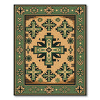 Terracotta Green Geometric Cross Rug