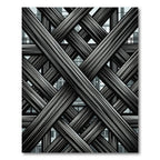 Industrial Charcoal Geometric Lattice Overlay Rug