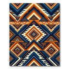 Bold Geometric Indigo and Ochre Diamond Rug