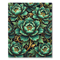 Emerald Green Gold Floral Swirl Rug