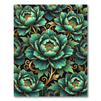 Emerald Green Gold Floral Swirl Rug