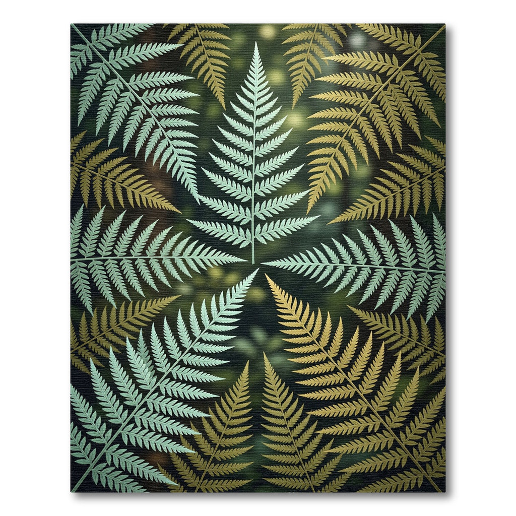 Lush Golden Green Tropical Fern Composition Rug