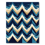 Navy and Beige Geometric Sea Wave Rug