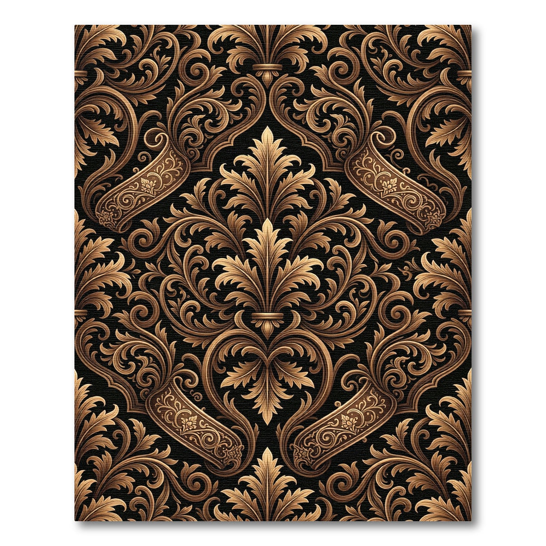 Elegant Gold Acanthus Scrollwork Rug