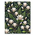Dark Navy White Magnolia Branch Rug