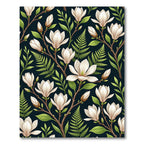 Dark Navy White Magnolia Branch Rug