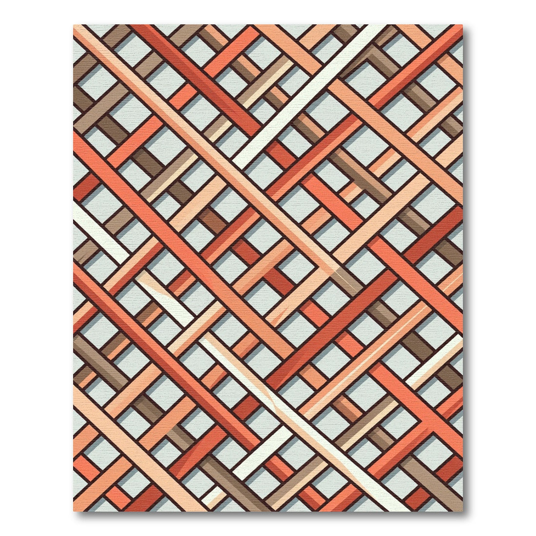 Woven Terracotta Geometric Lattice Weave Rug