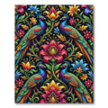 Vibrant Peacock Floral Botanical Art Rug
