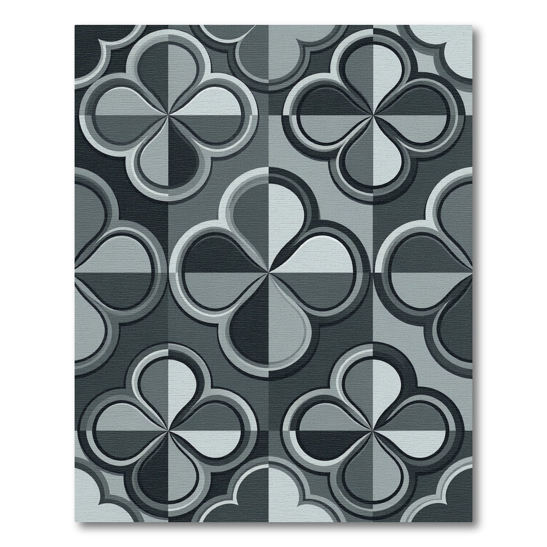Sophisticated Slate Gray Clover Geometric Rug