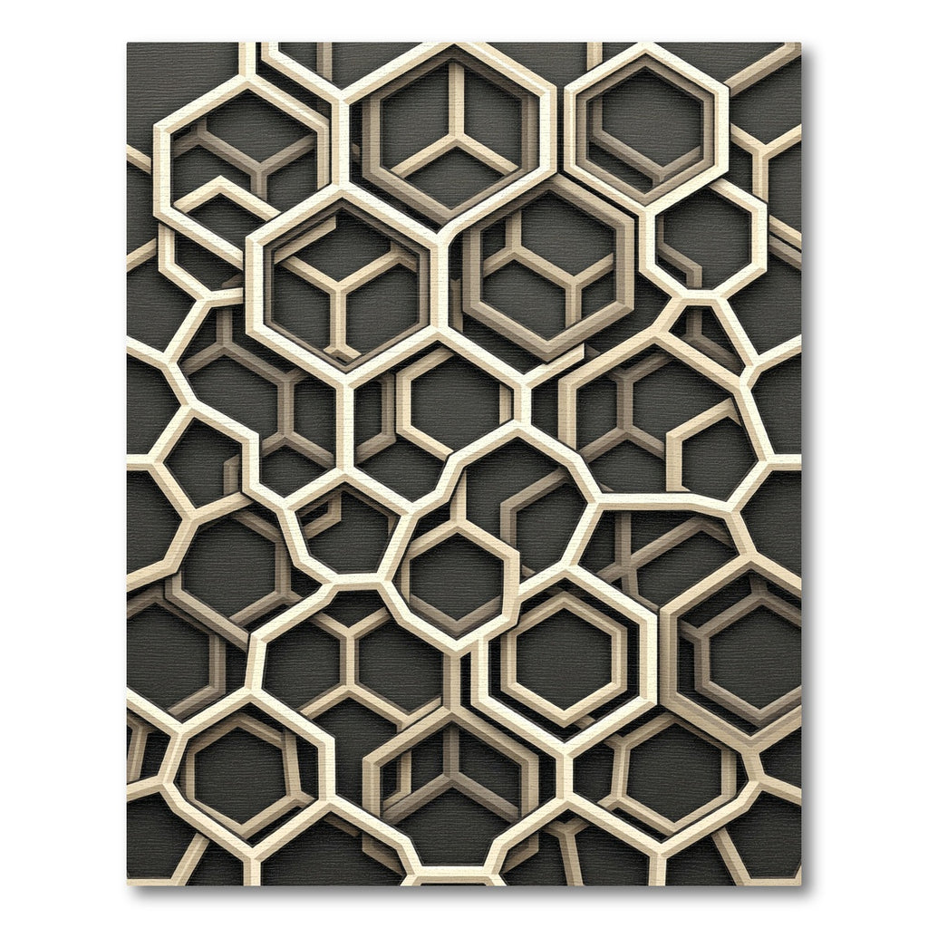 Cream Hexagonal Overlay Geometric Rug