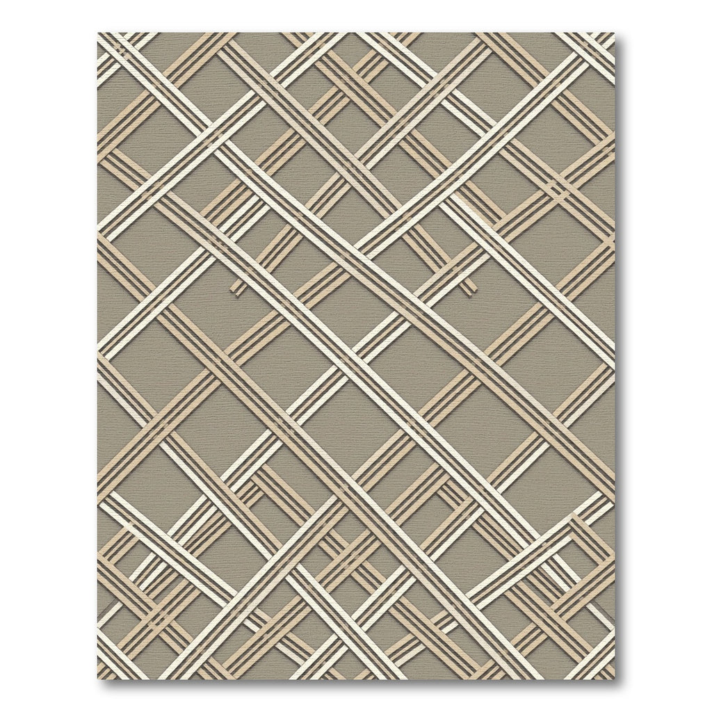 Modern Greige Lattice Overlapping Grid Rug