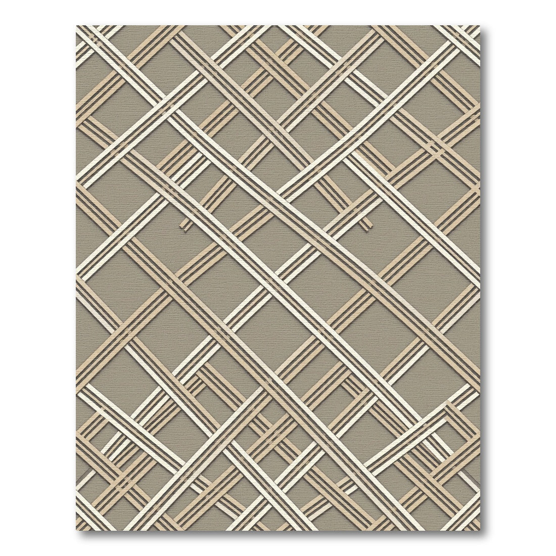 Modern Greige Lattice Overlapping Grid Rug