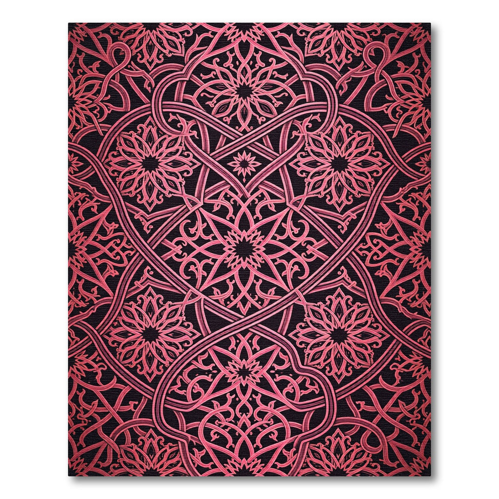 Ornate Crimson Intertwined Floral Medallion Rug