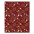 Crimson Festive Confetti Celebration Burst Rug