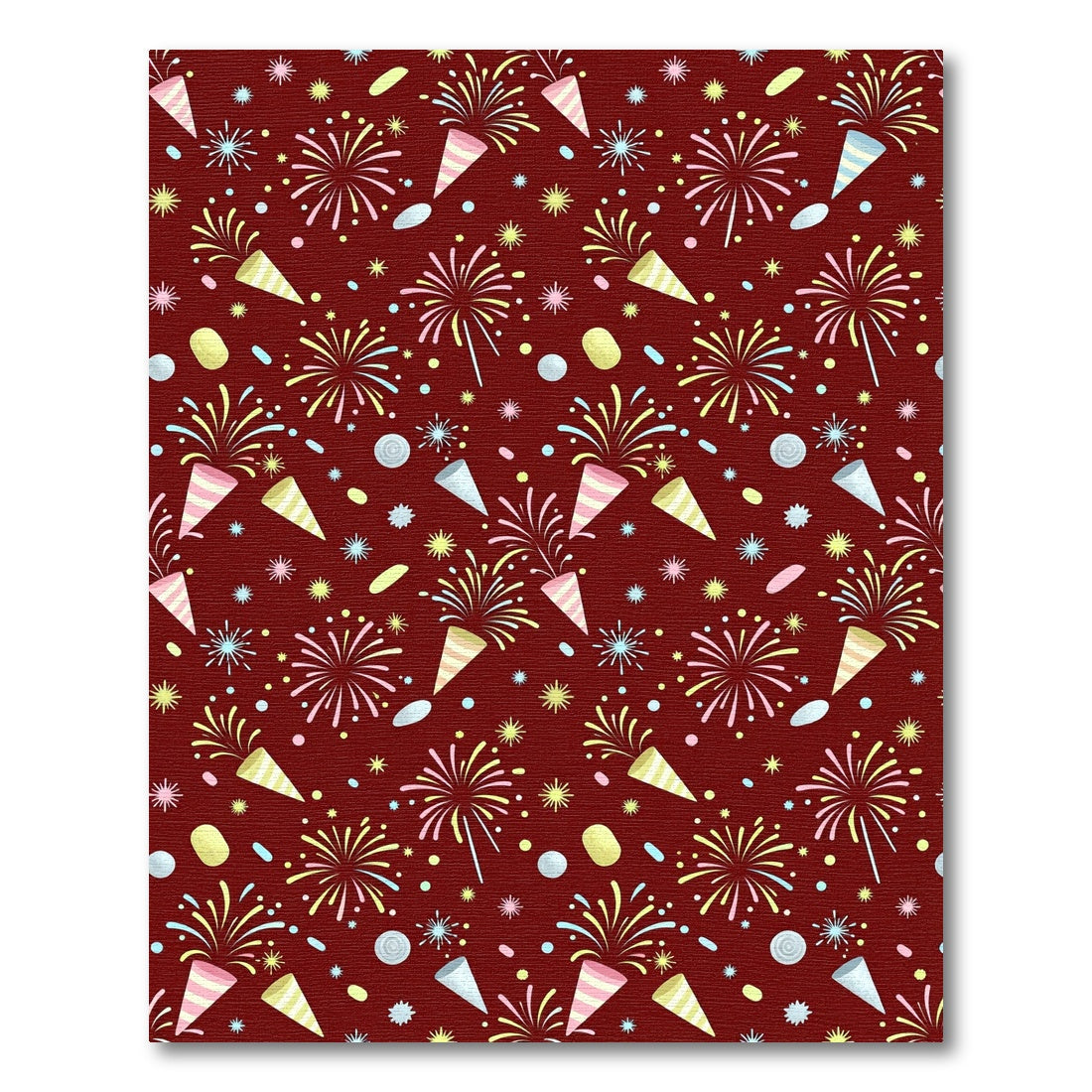 Crimson Festive Confetti Celebration Burst Rug
