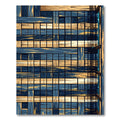 Navy and Gold Slatted Geometric Grid Rug