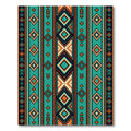 Teal Geometric Diamond Boho Stripe Rug