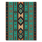 Teal Geometric Diamond Boho Stripe Rug