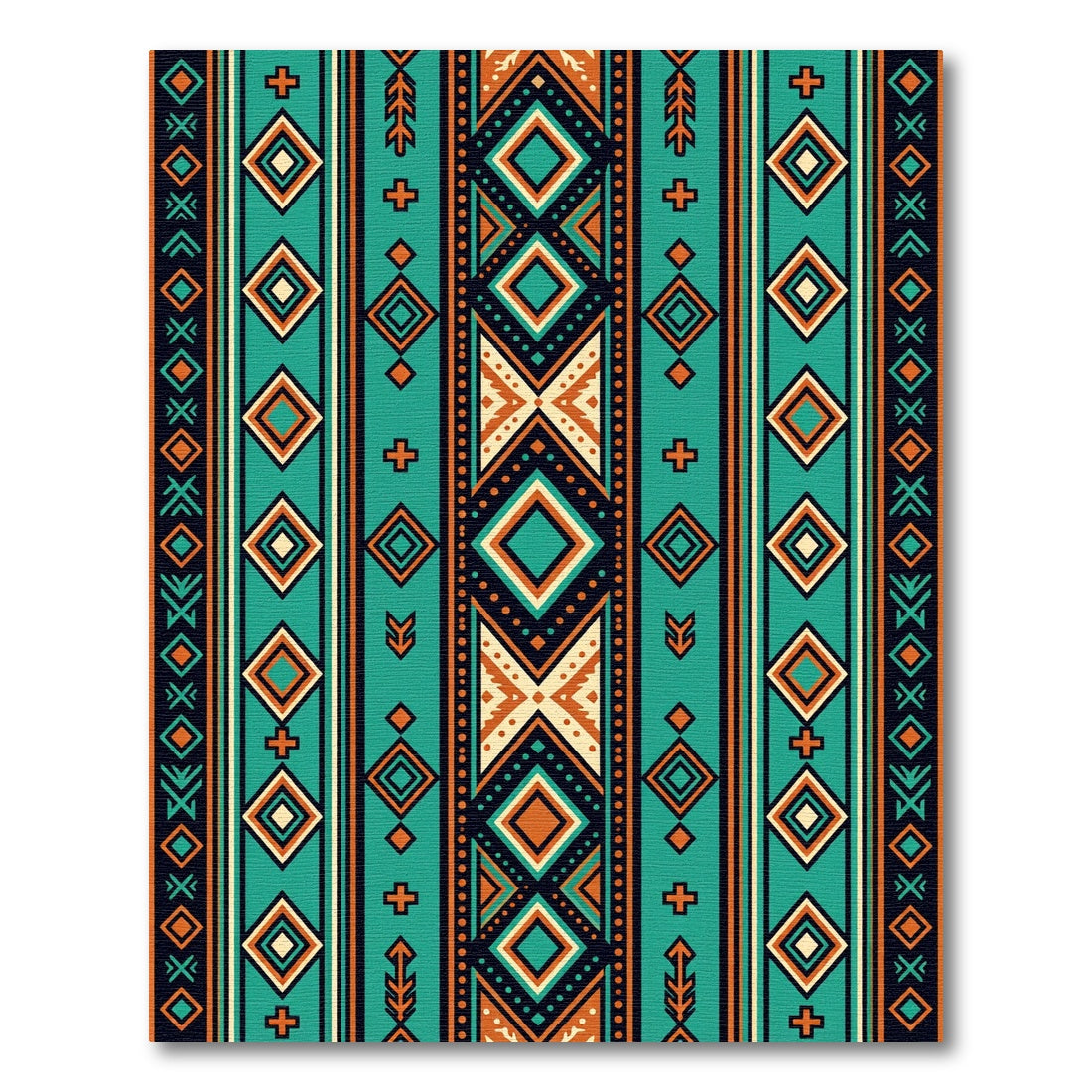 Teal Geometric Diamond Boho Stripe Rug
