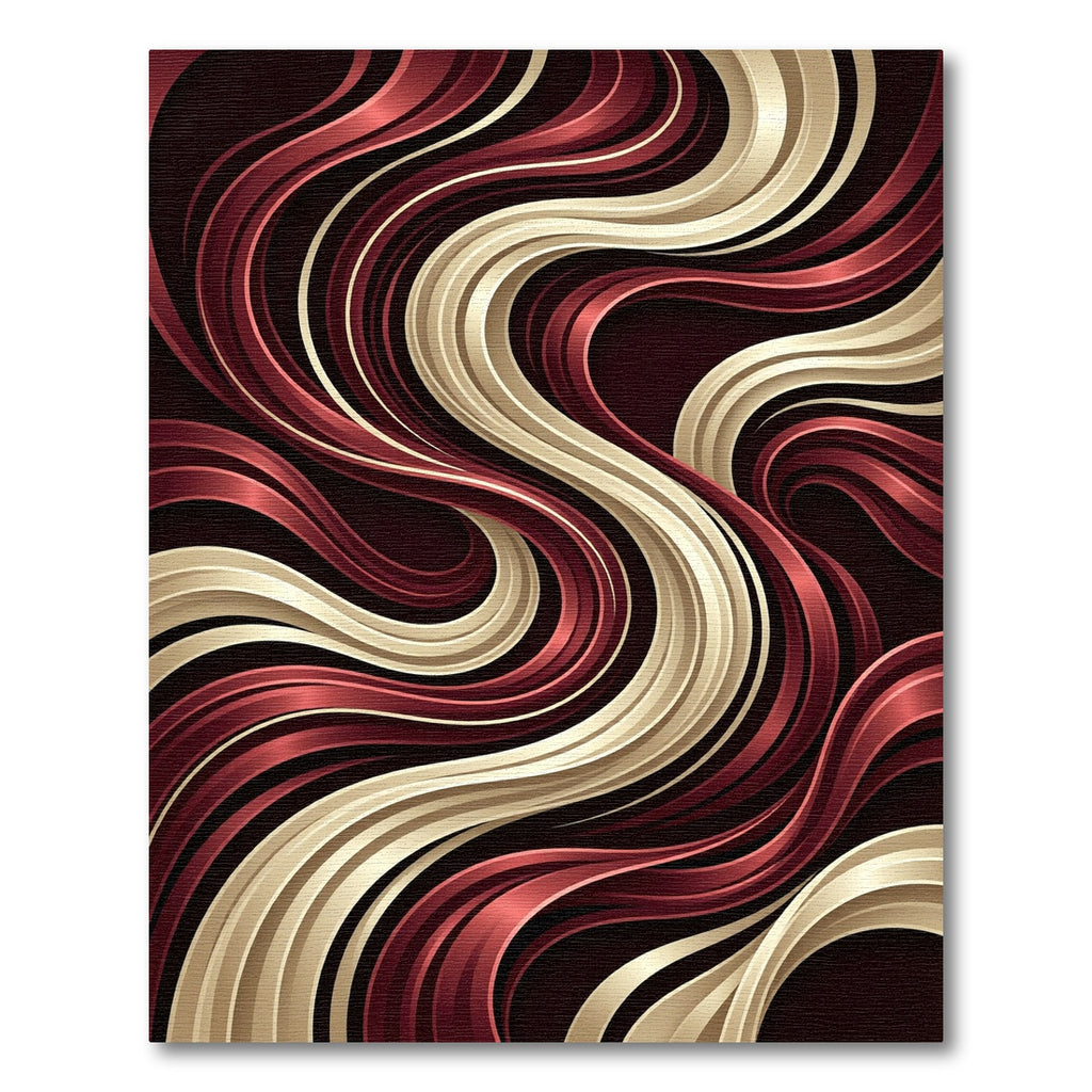 Crimson Gold Swirl Ribbons Rug